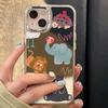 Cartoon Animal Compact Makeup Mirror Phone Case For IPhone 17 Air 11 13 14 12 15 16 Pro Max 17E 16E Plus Bumper Back Coque Cover