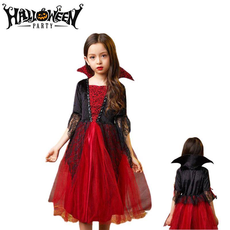 Kids Halloween Wicked Vampire Cosplay Costume Red Tulle Skirt Fancy Dress Party