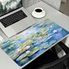 Large Mouse Pad Monet Water Lilies Print Stitched Edge AntiSlip Rubber Desk Mat For Gaming Working Home Office Laptop Use
