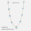 Blue flower necklace women's light luxury niche collarbone chain French retro high-end titanium steel neck chain fashionable and versatile