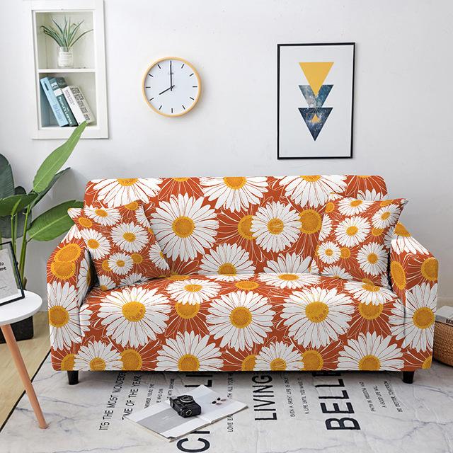 Elastic Sofa Cover For Living Room Sunflower Print Seater Flower Printed Couch Cover Sectional Sofa Protector Home Decor
