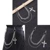 Metallic Hip Hop Double Layer Chain With Cross Pendant For Men And Women