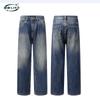 Autumn/Winter Men'S American High Street Retro Straight Leg Jeans Thick Pants With Velvet Loose Trendy Versatile Denim Pants