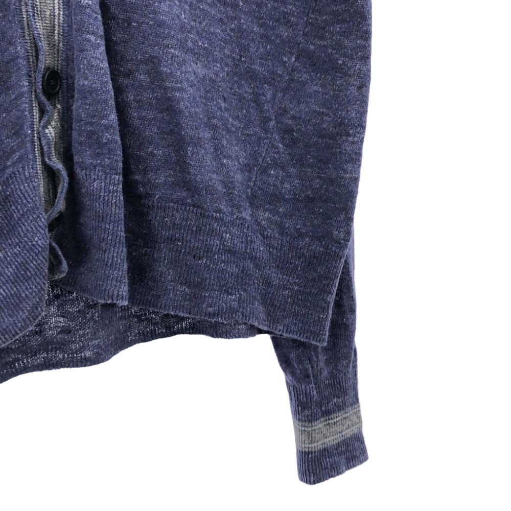 Paul Smith Langärmiger Leinen-V-Ausschnitt-Cardigan M Marine x grau Herren Gebraucht