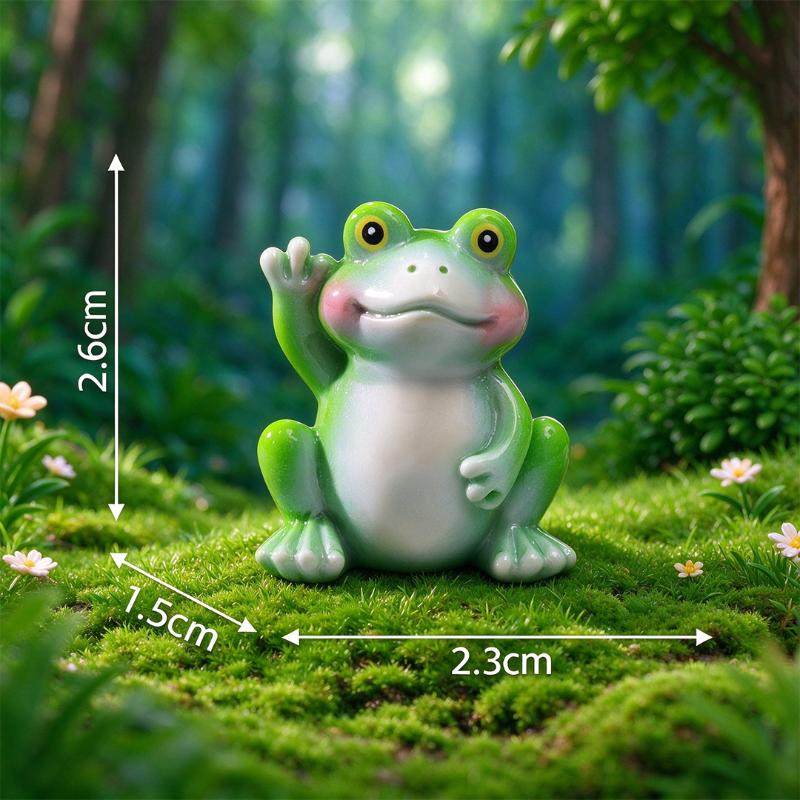 5Pcs Cute Mini Frog Figurine Lovely Cartoon Animal Statue Ornaments For Diy Micro Landscape Garden Terrarium Decoration