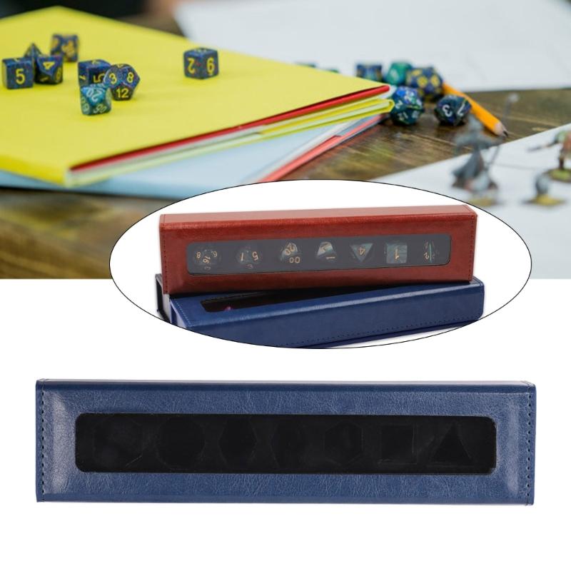 Rechteckige Würfelaufbewahrungsbox mit Deckel PU-Leder Würfelaufbewahrungskoffer Behälter Rollenspielwürfel Organizer Langlebig