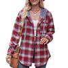 Herbst- und Winter Flanell Karierte Jacke Kapuzen Lässig Damenblusen & Hemden