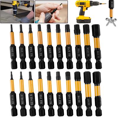 20 STÜCKE Auswirkungen Sechskantkopf Inbusschlüssel Bohrer Magnetischer Schraubendreher 1/4 Zoll Sechskantschaft SAE und metrische Bohrer Reparaturwerkzeuge