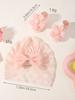 2 Stück Baby Schleife Mütze Socken Set Kleinkind Jungen Mädchen Spitze Druck Schleife Elastische Mütze Turban Einfarbig Weiche Socke Kinder Accessoires