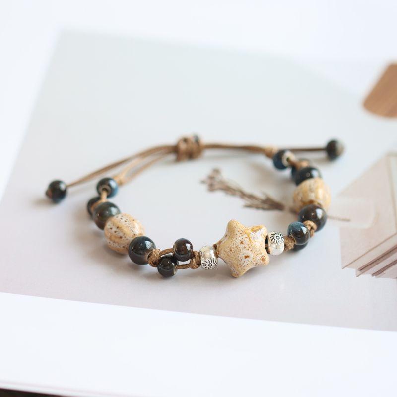 

Художественный браслет Xingchen Fenghua ручной работы из керамики Цзиндэчжэнь XINGX с регулируемым свежим ремешком для переноски 509 M White Star