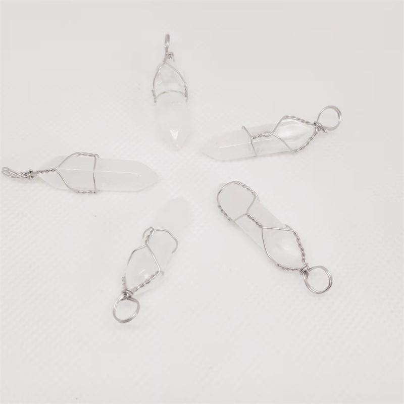 Hexagonal Double-Ended Crystal Pendant DIY Jewelry Accessory
