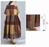 2023 Spring/Summer Plus Size Women's Cotton Linen Print Midi Dress - Short Sleeve