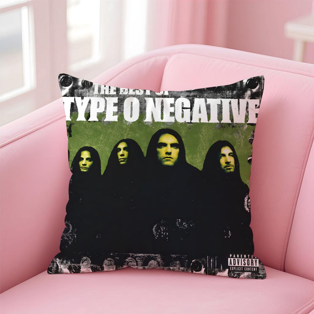 TType O NegativeS Band Cushion Cover Pillow Case Soft Friendly Fabric  Concealed Zipper