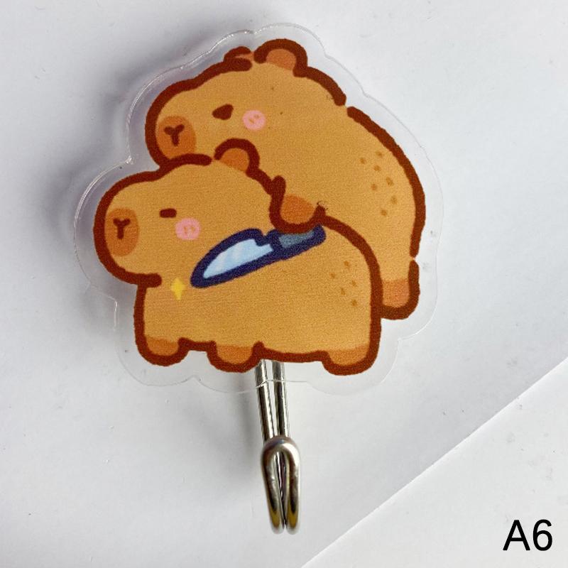 

Милые настенные крючки, держатель для ключей, самоклеящаяся настенная вешалка, мультяшный крючок с капибарой для детской комнаты, домашний декор