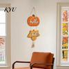 Wooden Pumpkin Decor Hello Fall Door Hanger, Maple Leaf Hanging Sign, Autumn Entryway Wall Accent Harvest Front for Thanksgiving Farmhouse Home