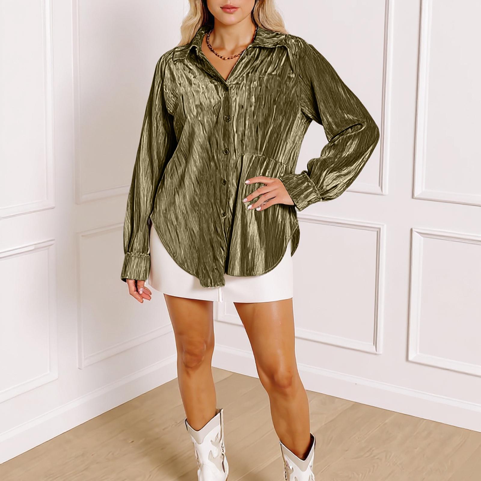 Women s Fashionable And Casual Color Long Sleeved Shirt Top L