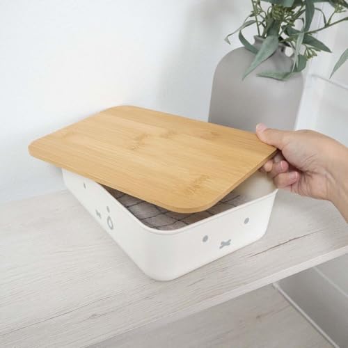 Okato Miffy Bamboo Storage Case with Lid S Can be stacked and stored Width 26 x Height 8.3 x Depth 17.5cm