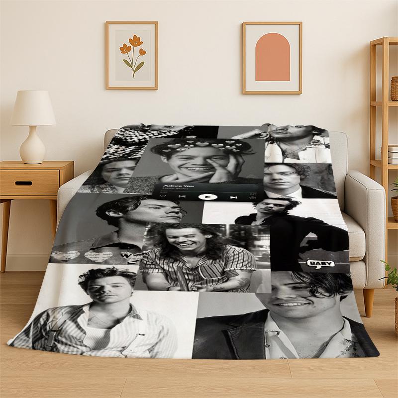 Moda Harry Styles Cantante Stella Coperta di Flanella Morbida Calda Coperta Plaid per Camera da Letto Soggiorno Letto Viaggio Campeggio Picnic Regalo