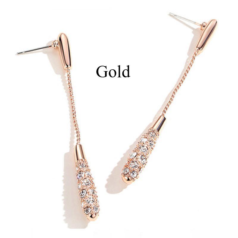 

1 ПАРА Личностные серьги Женские Модные и элегантные Длинные серьги из сплава каплевидной формы Серьги из розового золота