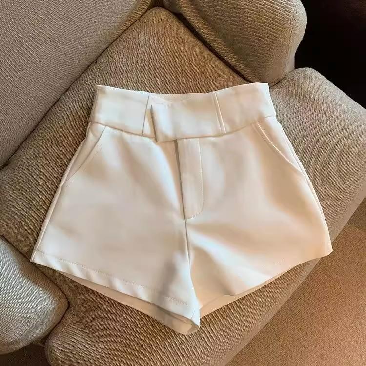 

Trendy White Women’s Suit Shorts High-waisted A-line Trousers – Versatile Slimming Straight-leg Casual Wide-leg Trousers for Summer L белый