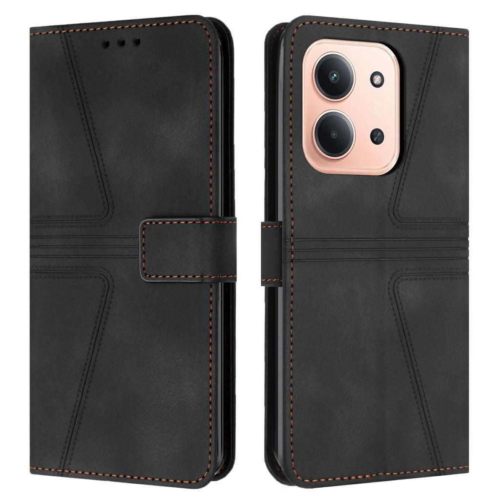 Leather Case for Xiaomi Redmi 15C 4G (EU) (173mm)/15C 5G (EU) (173mm)/Poco C85 4G (173mm) Triangle Imprinted Anti-Scratch Phone Wallet Cover