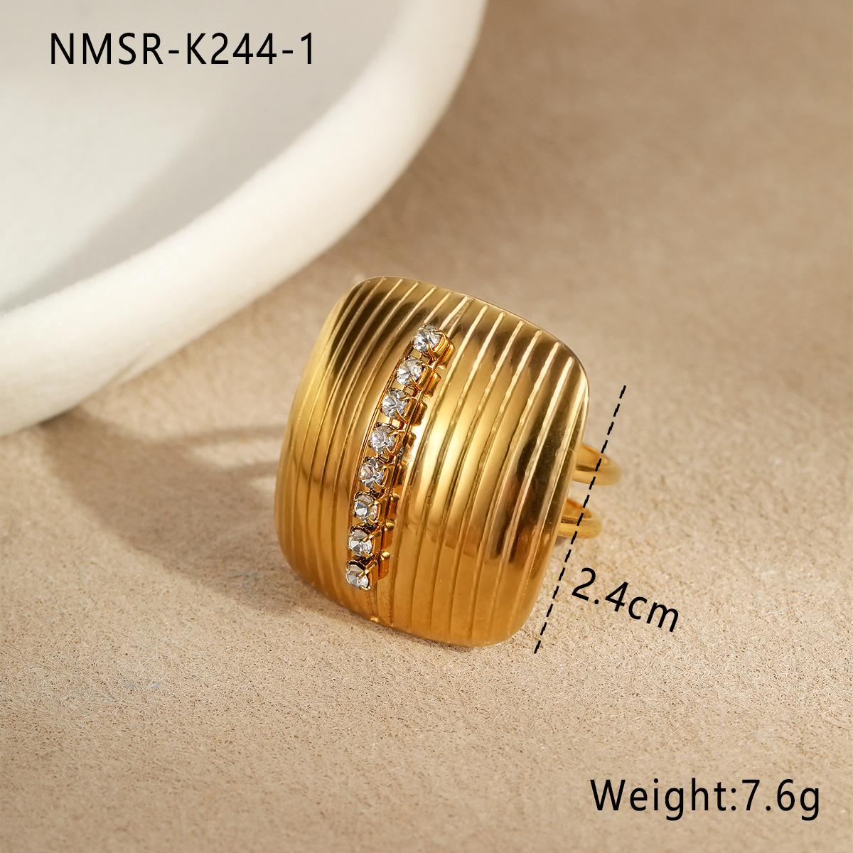 GEMCHIC Women s Stainless Steel Multi-Layer Hollow Line Ring Fashion Hammered Texture 18K Gold Plated Open Ring