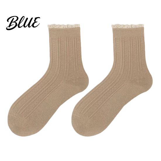 Legere Crew-Socken für Röcke Rüschen Damen Baumwolle Spitzensocken mit Rüschen Weich Atmungsaktiv Vintage-inspiriert Strumpfwaren Knöchel Tägliches Tragen Und Modisch