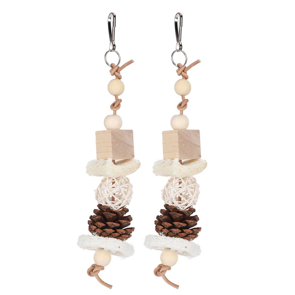 2Pcs Pet Bird Parrot Toy Loofah Sepak Takraw Pine Cone Artificial Hide Rope Non Staining
