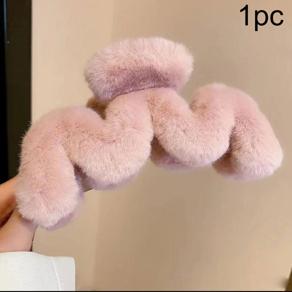 1pc Large Plush Hair Clips Soft Black Hair Claw Clips Elegant Hair for Braids, Ponytails, Buns, Daily Hairstyles