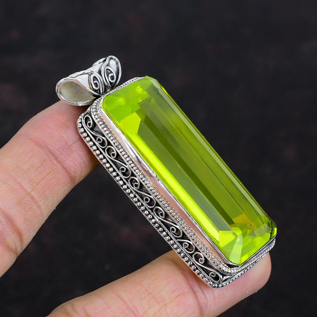 Faceted lemon topaz pendant vintage jewelry gemstone pendant 925 sterling silver pendant handmade pendant dainty silver jewelry gift for him