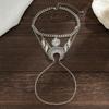 Braccialetto con catena in metallo con nappa a foglia di piuma vintage per donne e ragazze, bracciale punk bohemien