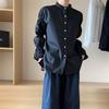 Spring and Autumn Tops Temperament Commuting Loose Lantern Sleeves Niche Design Sense Solid Color Stand-up Collar Shirt Women