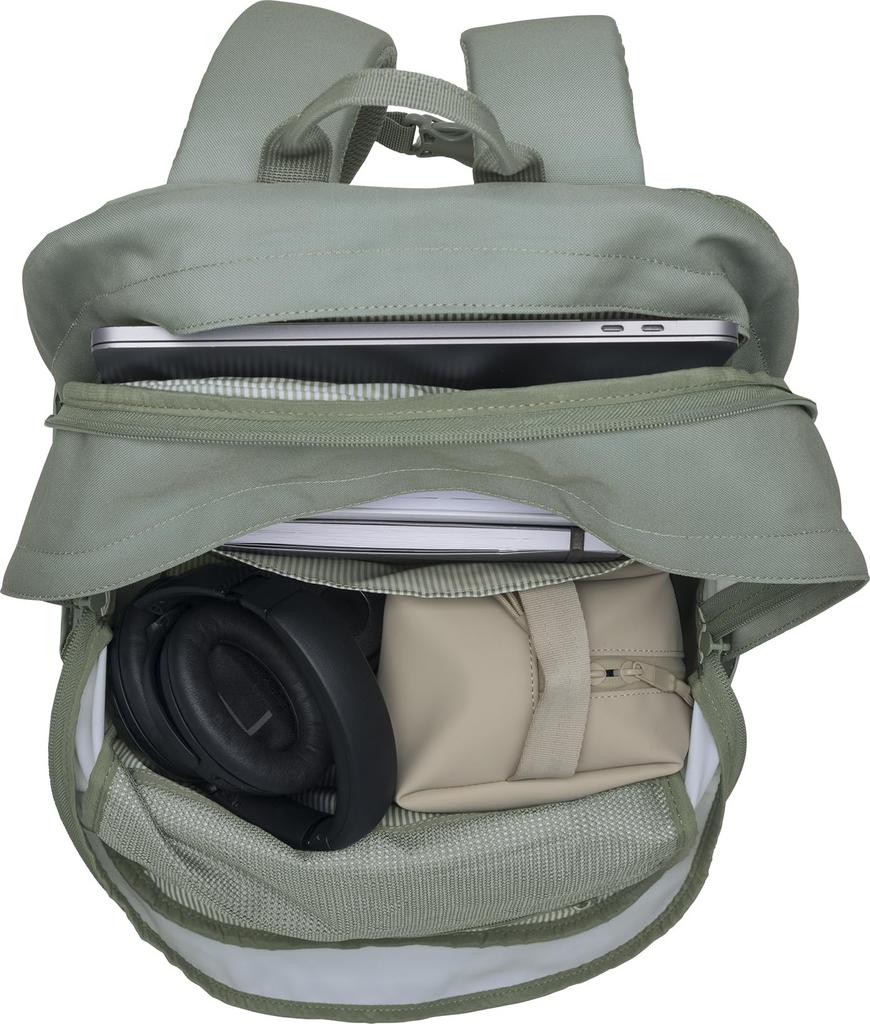 BECKMANN Norwegian City Max Calm Green Backpack for Men and Women, Large Capacity, Ergonomic Design, Lightweight, with Rain Cover, Perfect for School