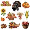60 Pcs Thanksgiving Cutouts Fall Bulletin Board Decoration Turkey Leaves Pumpk Acorn Cutout for Thanksgiving Fall Harvest School Office Classroom