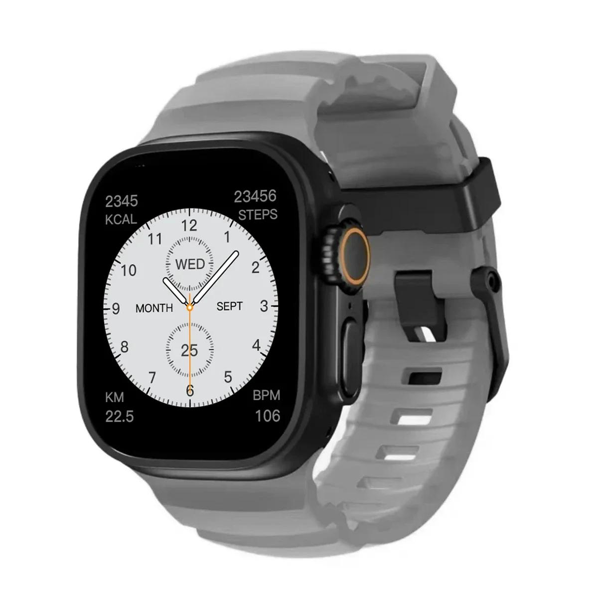 

НОВИЙ спортивний силіконовий ремінець для Apple Watch Ultra 3 11 10 9 8 7 6 SE3 Титановий металевий браслет-ремінець для iWatch 42мм 44 45 46мм 49мм Ultra 1 2 3 49mm