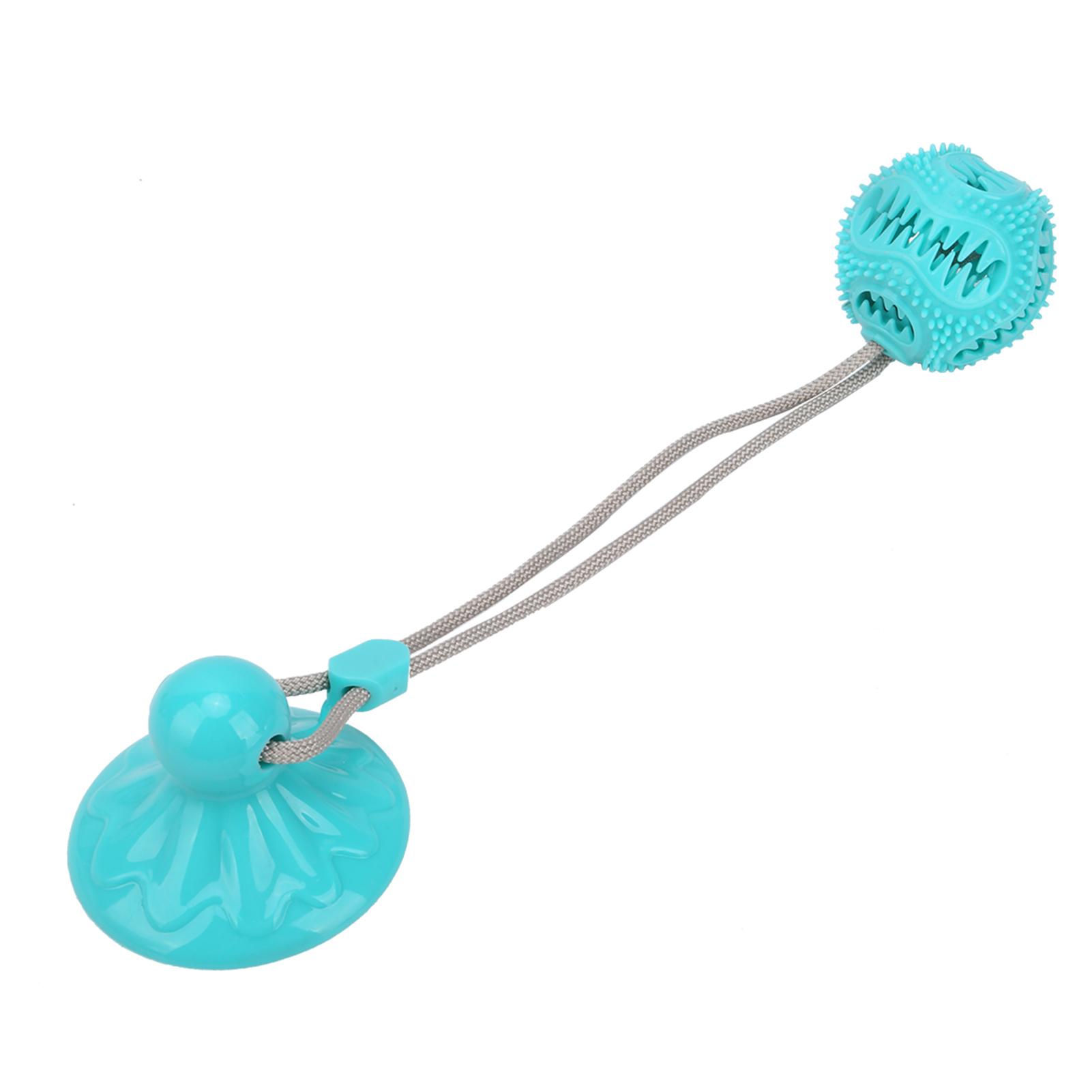 

Suction Cup Dog Chewing Toy Molar Spherical Leaker Sucker Bell Dog Rope Ball Toy for DogsLake Blue озеро синий