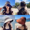 Women's Sun Protection Fisherman Hat Lady Uv Protection Summer Leisure Face Covering Sunshade Black Straw Hat Hollow Top Sun Hat