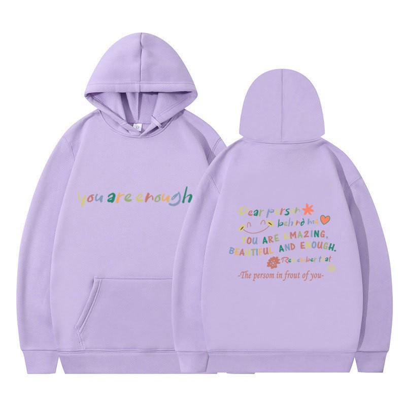 Women's Plus Velvet Hoodie with Letter Print & Kangaroo Pocket - Korean Style Loose Fit
