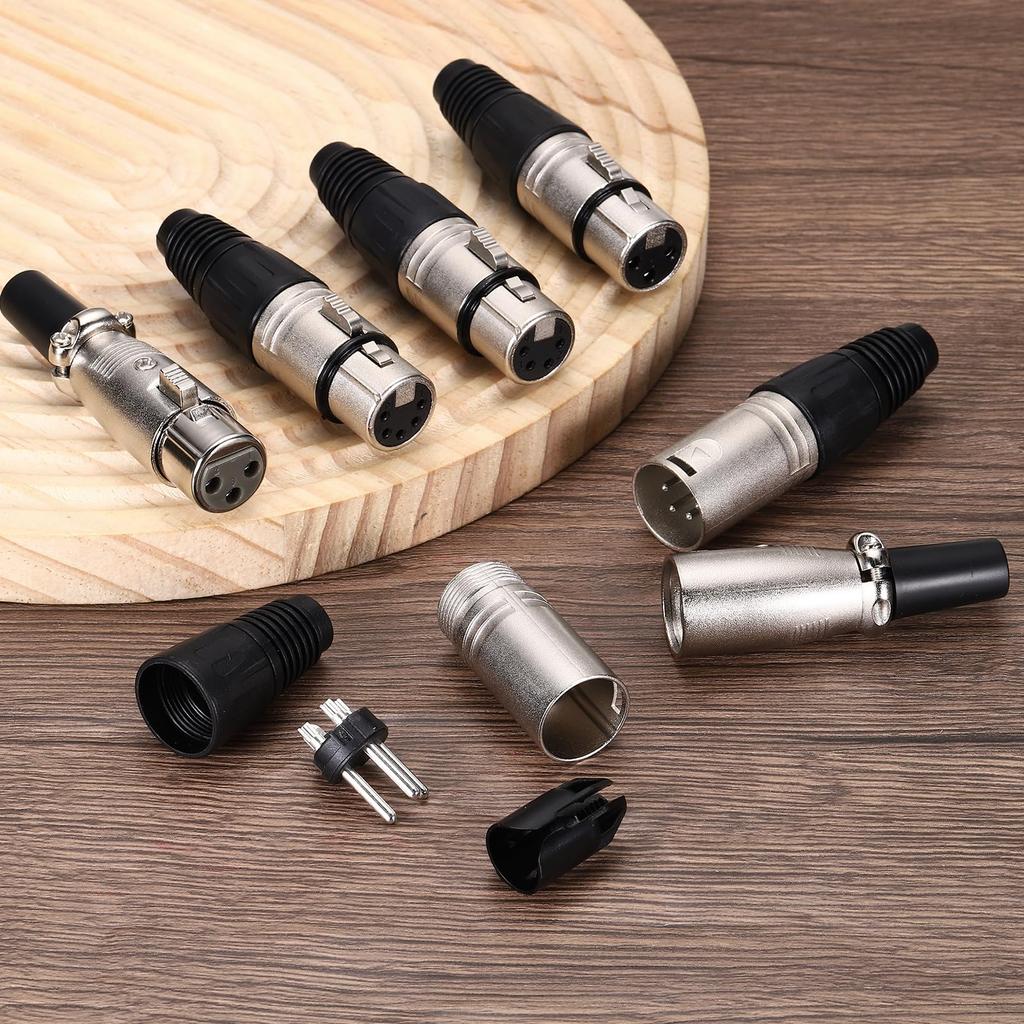 uxcell 4 Pieces 5-Pin XLR Female Connector Microphone Audio Cable Plug Socket Accessory for Mixer Power Amplifier Black 2.76 Inches