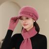 Rabbit Fur Peaked Hat Women's Winter Windproof New Thickened Ear Protection Mother's Hat Outdoor Warm Knitted Hat Scarf