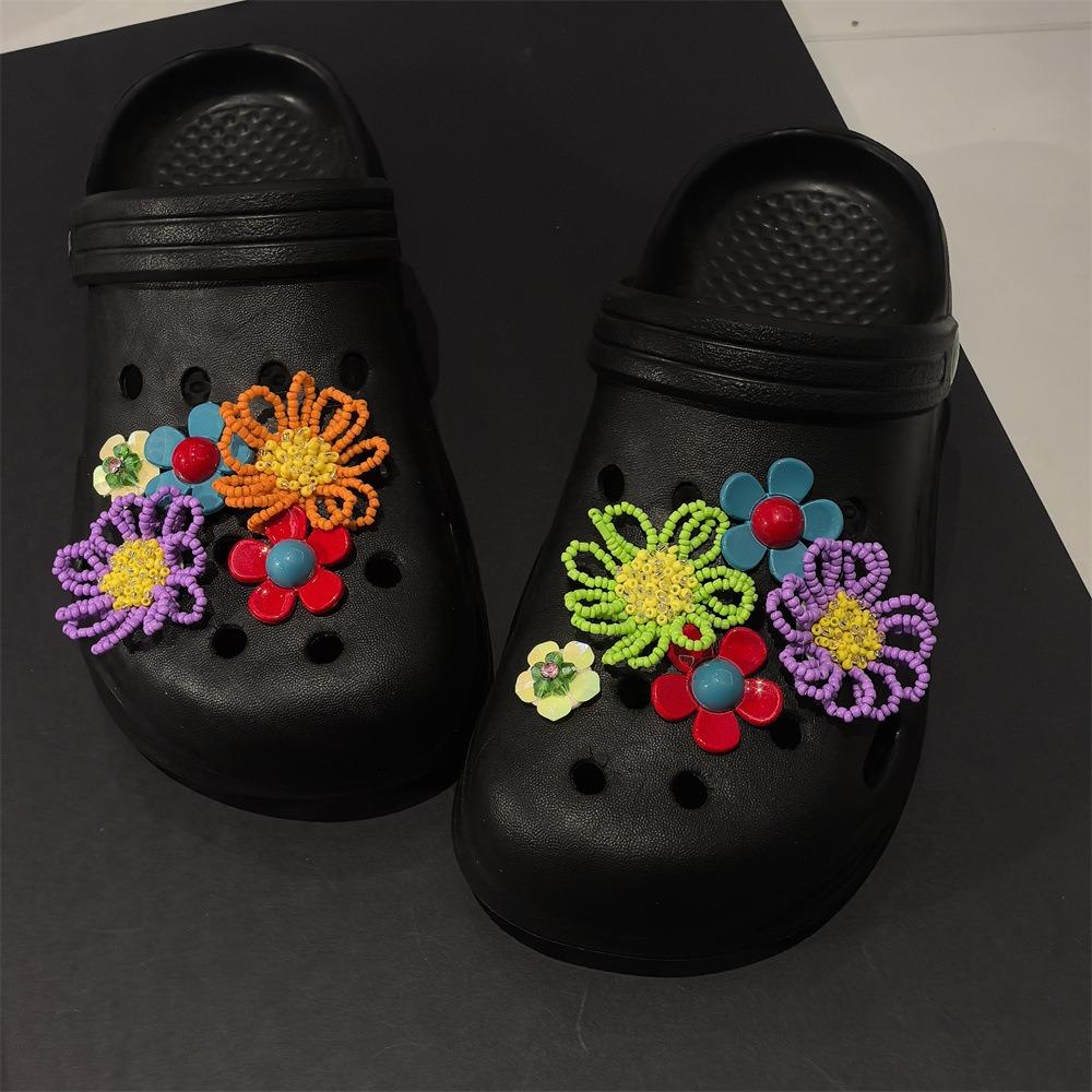 Colorful Beaded Flower Shoe Charms, Floral Shoe Decorations, Handmade Bead Flower Charms for Croc, DIY Shoe Accessories