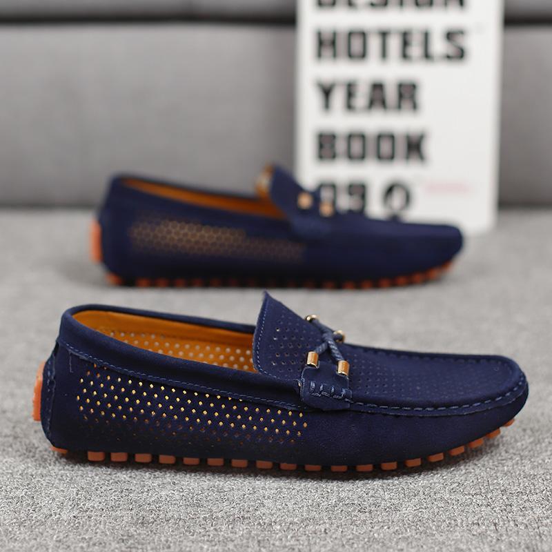 Fashion Luxury Genuine Leather Flat Designer Shoes Italian Men Hollow Out Casual Loafers High Quality Moccasins Formal Slip on Boat Shoe