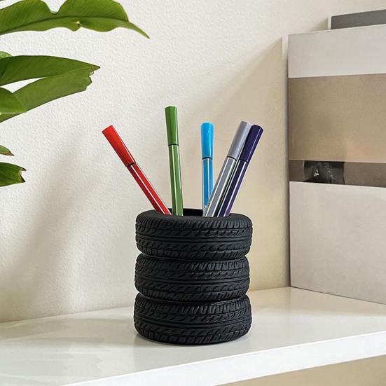 Portalápices con Forma de Neumático Apilado, Organizador de Escritorio Creativo, Soporte para Papelería para Pinceles de Maquillaje, Decoración de Oficina para Estudiantes