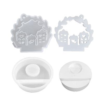 Creative House Series Pendant Resin Molds Unique Candlestick Inserts Mold Artistic Jewelry Projects Crafting Resin Mould