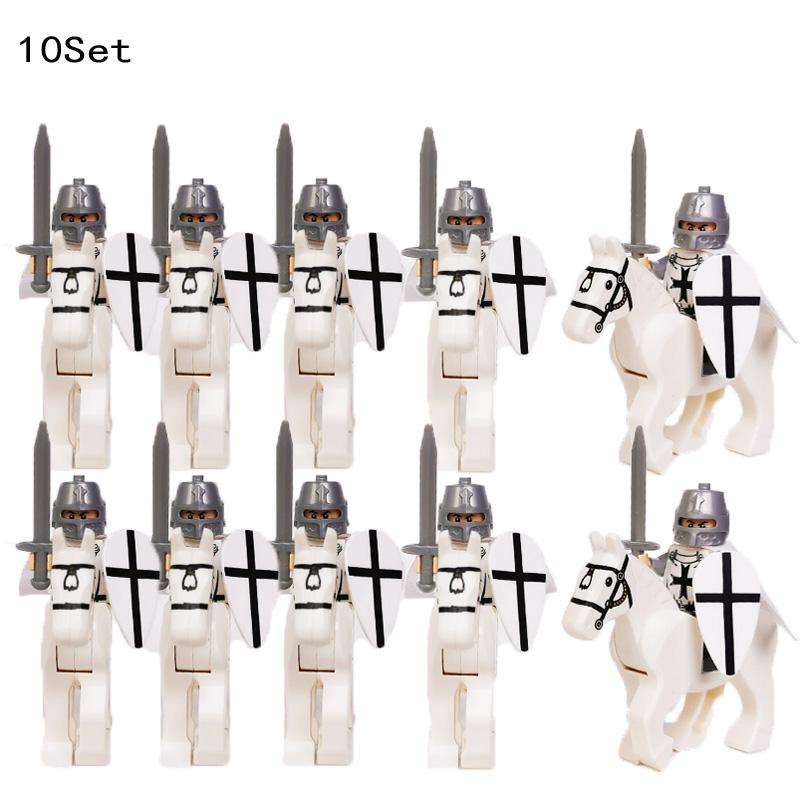 10 Sets Gondor Knight LOTR 9471 Fountain Guard & Castle Roman Solider Black Falcon With Horse Figure Building Block Kids TOYS