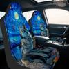 2pcs Wolf Moonlit Night Landscape Print Car Seat Covers - Durable & Soft, Easy To Clean, Foldable, Universal Fit For Cars, SUVs,