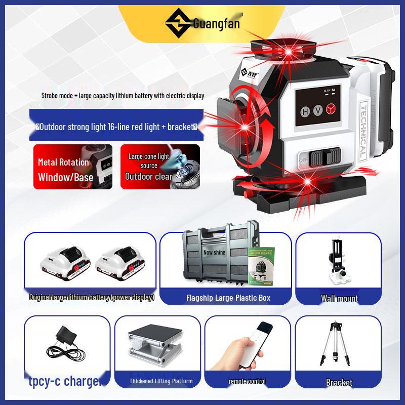 Guangfan 12-Line Outdoor Red Laser Level with High-Precision Infrared and Wall-Mounted Water Meter