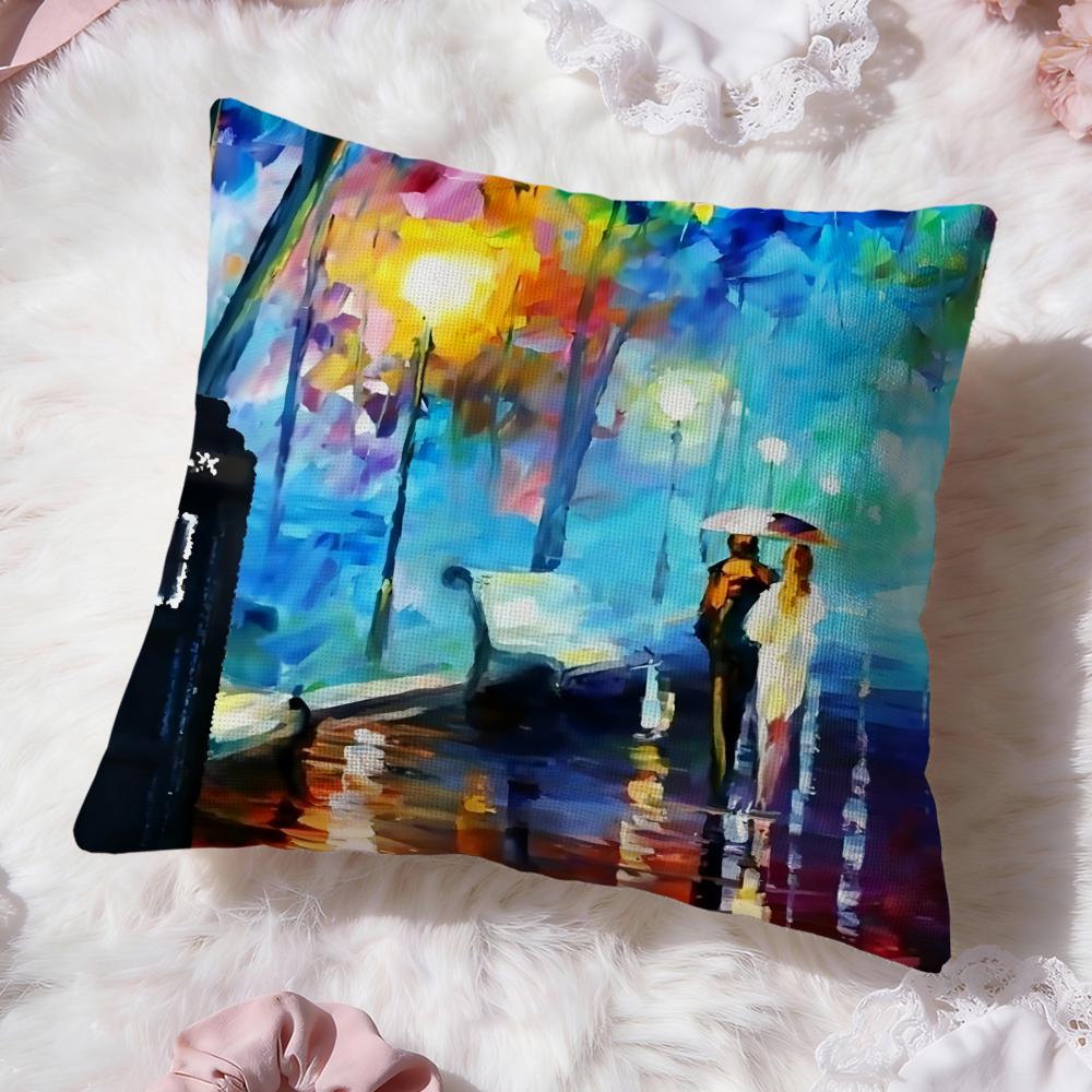 Fashion L-Lleonid afremov oiled Cushion Cover Soft Washable Pillow Case Multi-Scene for Couch Bed Travel Office Use