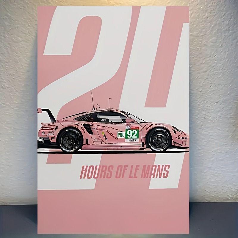 Racing Car Retro Style Metal Decorative Painting for Garage Room Decor