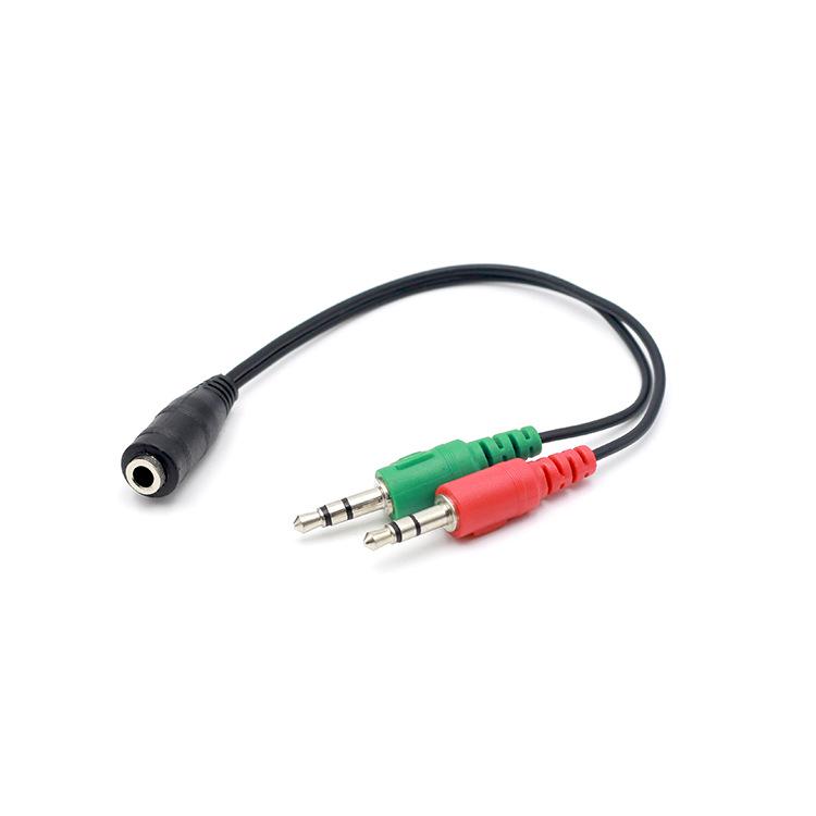3.5mm Dual Audio Adapter Cable for Headset, Red/Green PVC Splitter for Notebooks